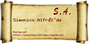 Simonics Alfréda névjegykártya